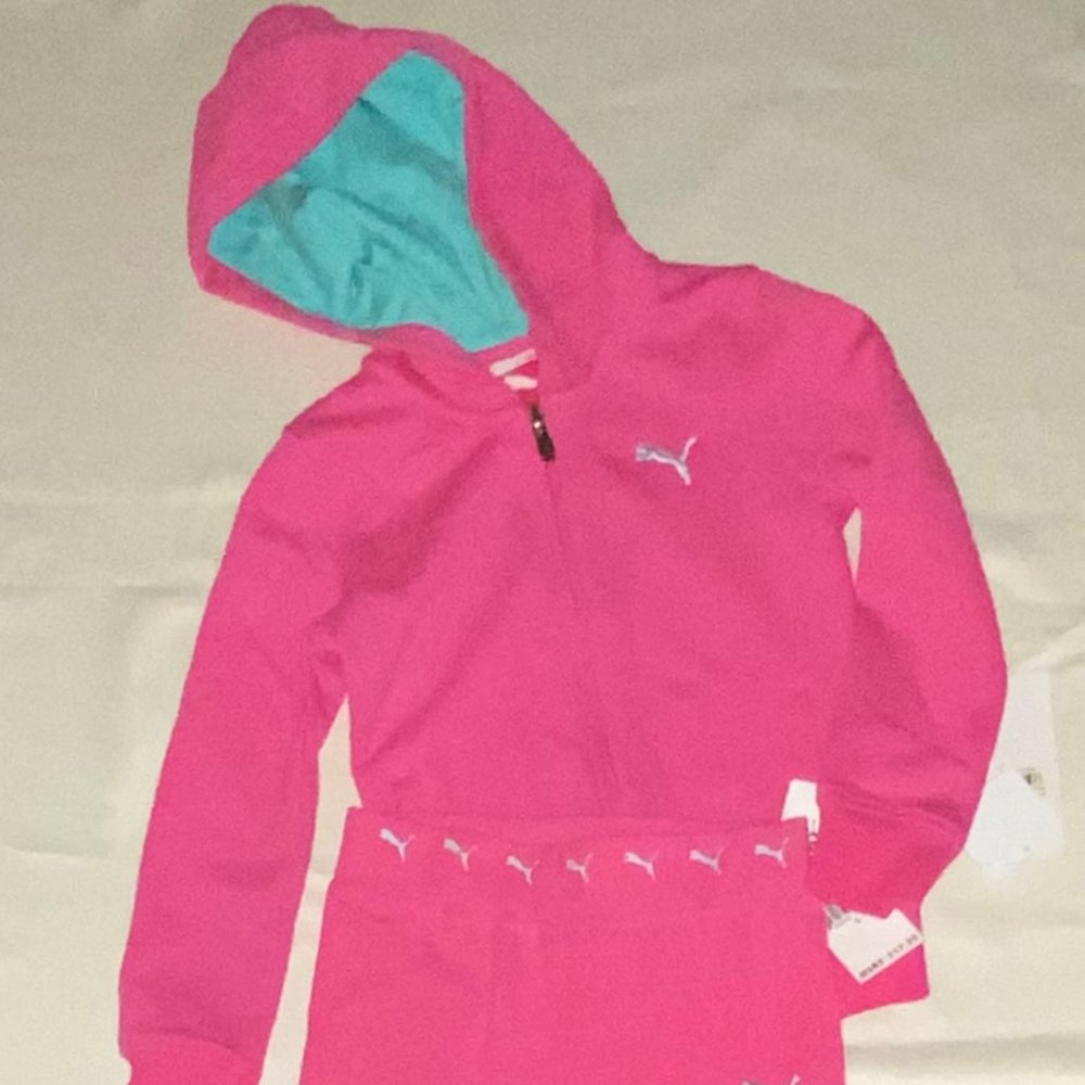 PUMA Girls Pink Hoodie & Pants Sweat Suit, Children’s Size 5